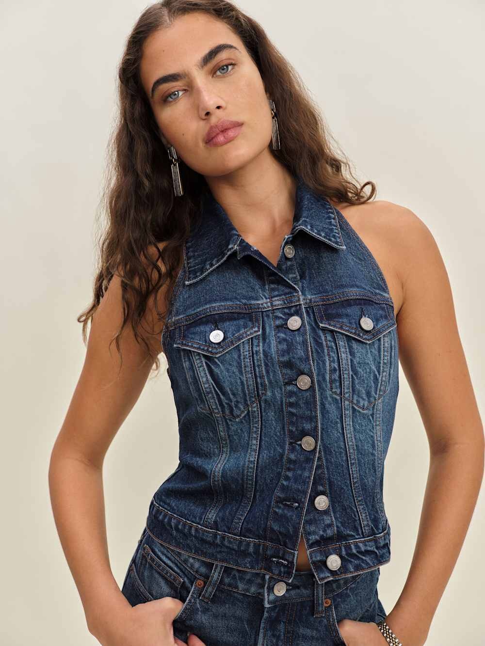 Reformation Luisa Stretch Denim Top